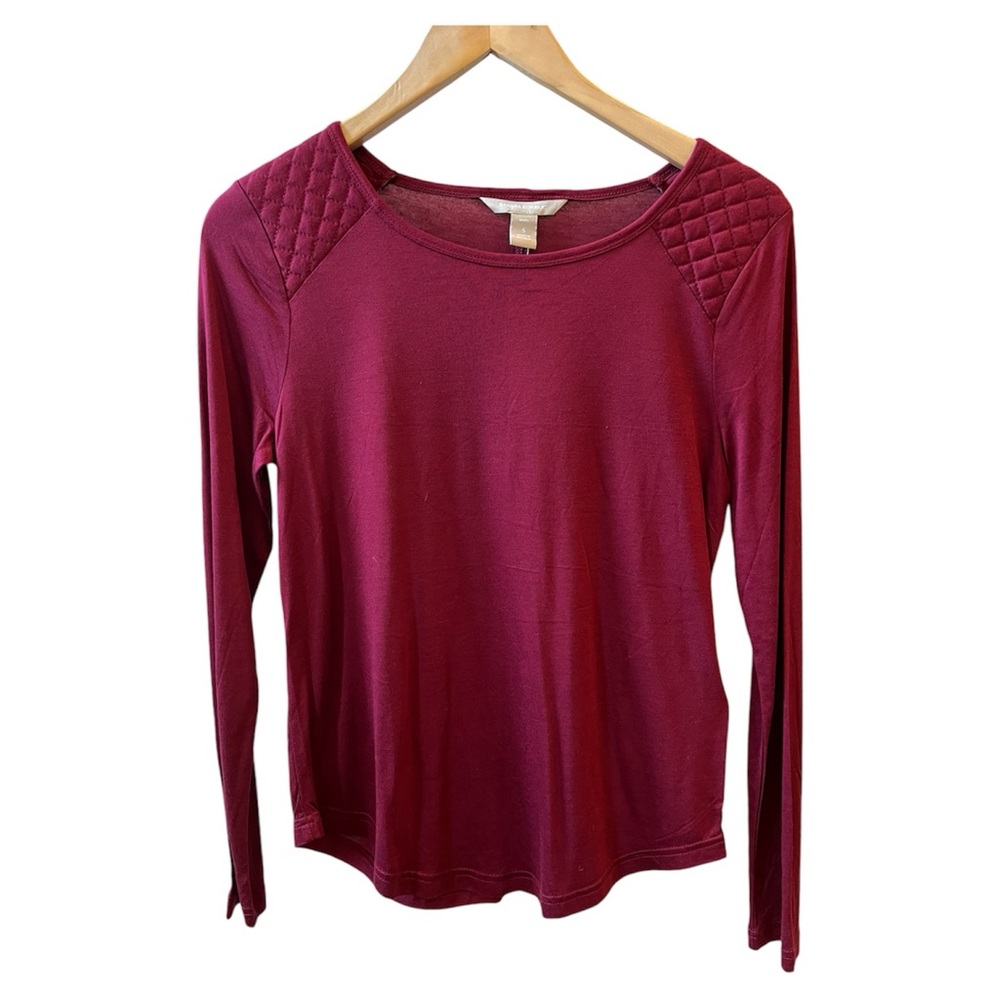 BANANA REPUBLIC long sleeve knit jersey shirt red sz SP NWT quilted shoulders